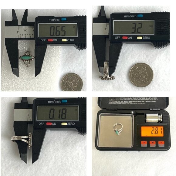 VTG Sterling Silver 925 Southwest Style Turquoise Stamped Split Shank Ring 4.75 - Picture 10 of 16